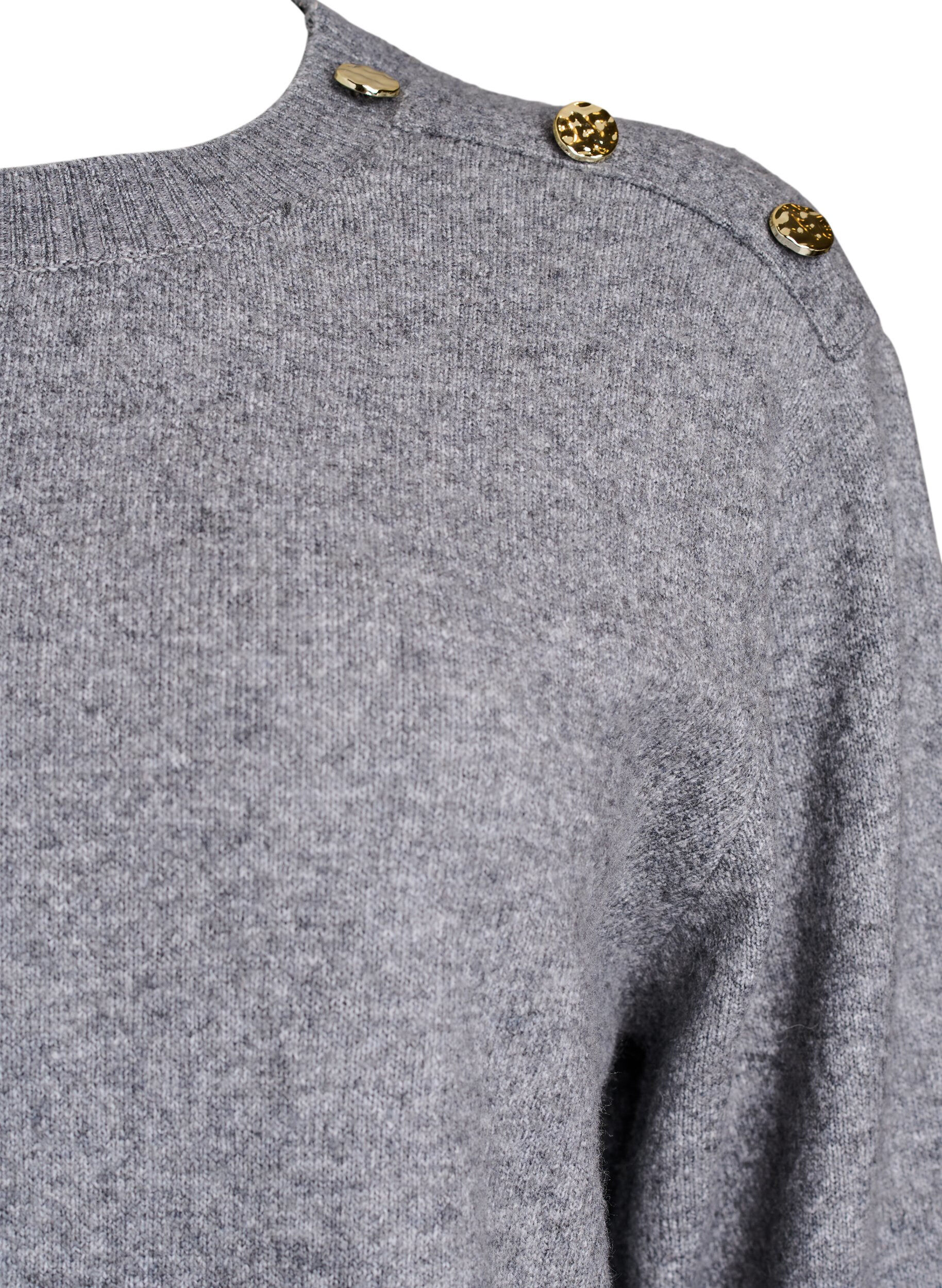 ZizziStrikbluse med knapdetalje, Gr&aring;, Packshot image number 2