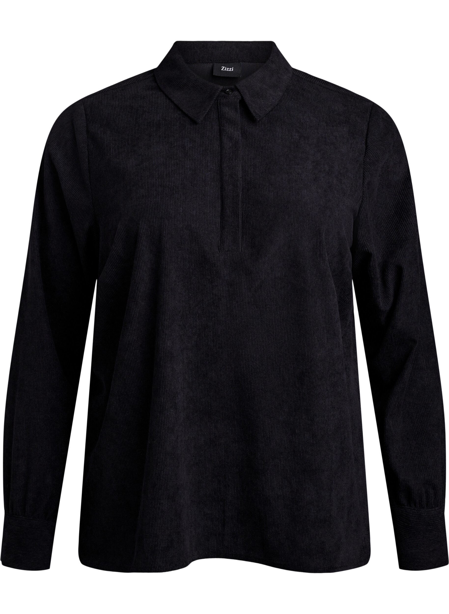 Lang&aelig;rmet skjortebluse i fl&oslash;jl