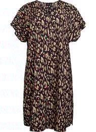 V-hals kjole i viskose, Sort