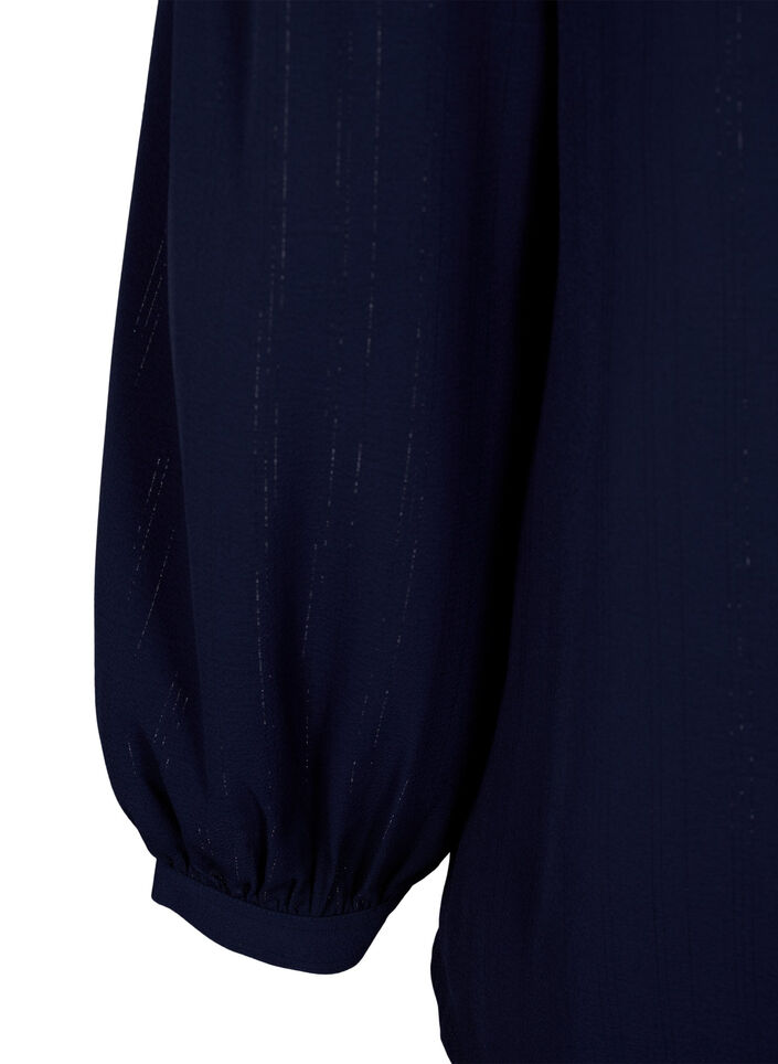 Bluse med sølv glimmer, Blå, Packshot image number 3