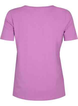 Ensfarvet basis t-shirt i bomuld, Iris Orchid, Packshot image number 1