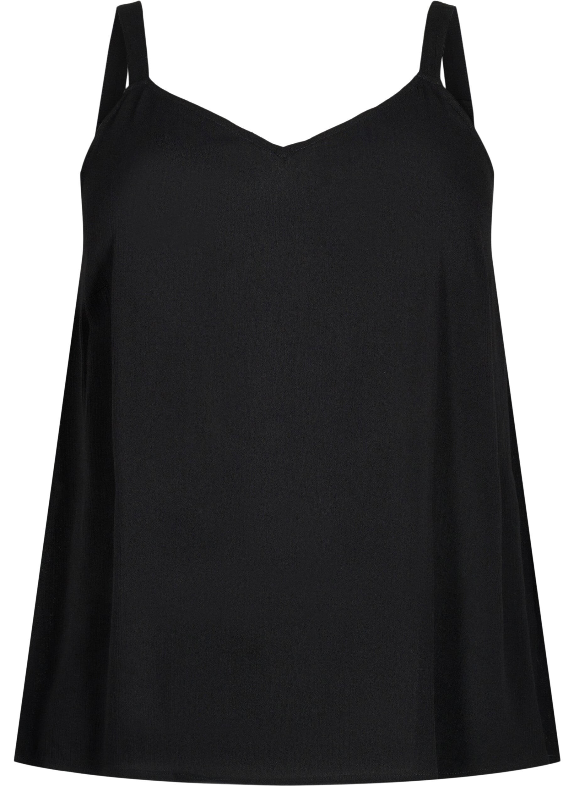 Zizzi&AElig;rmel&oslash;s top i viskose, Black, Packshot image number 0