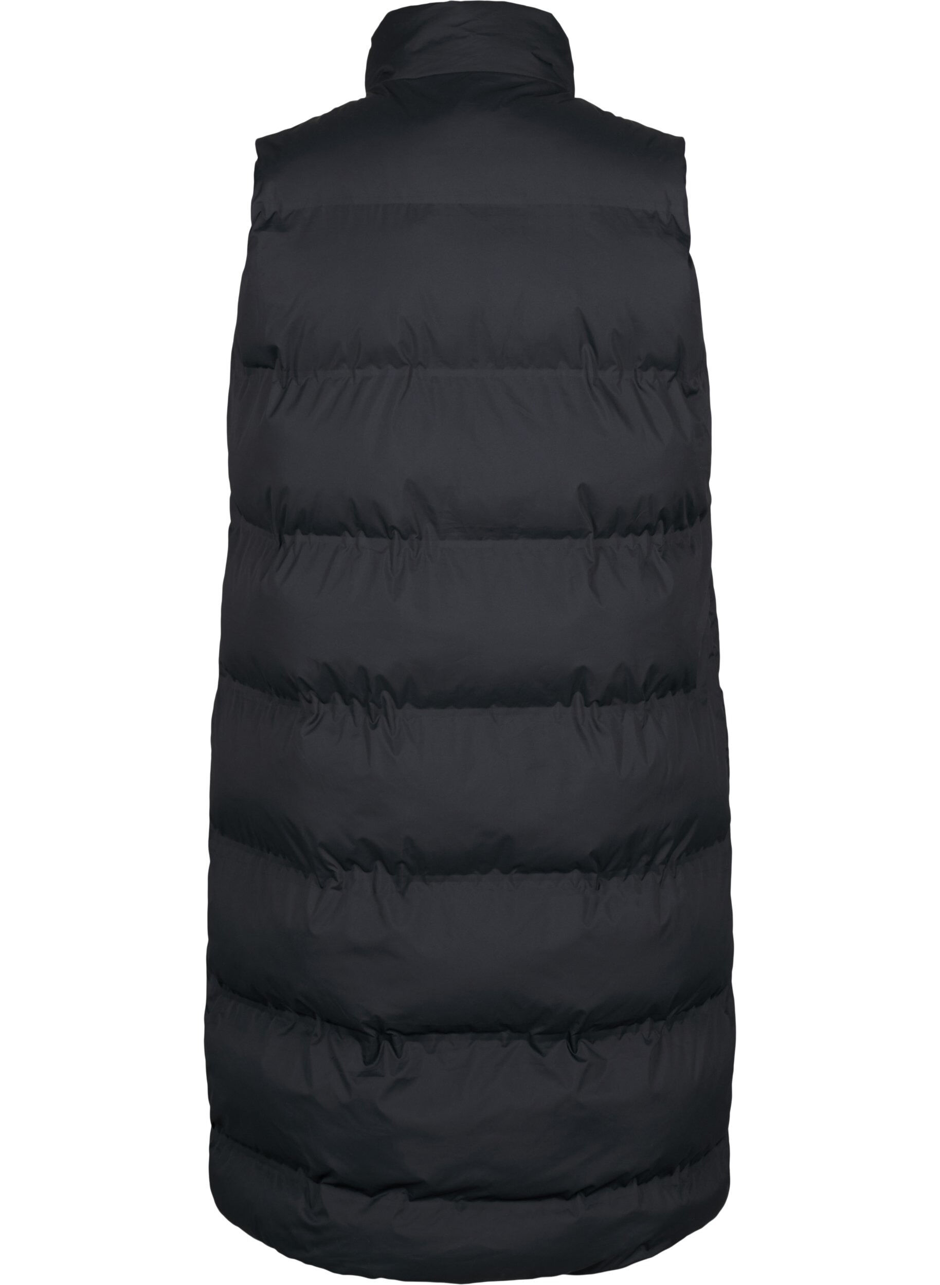 ZizziLang vest med lommer og tovejs lynl&aring;s, Sort, Packshot image number 1