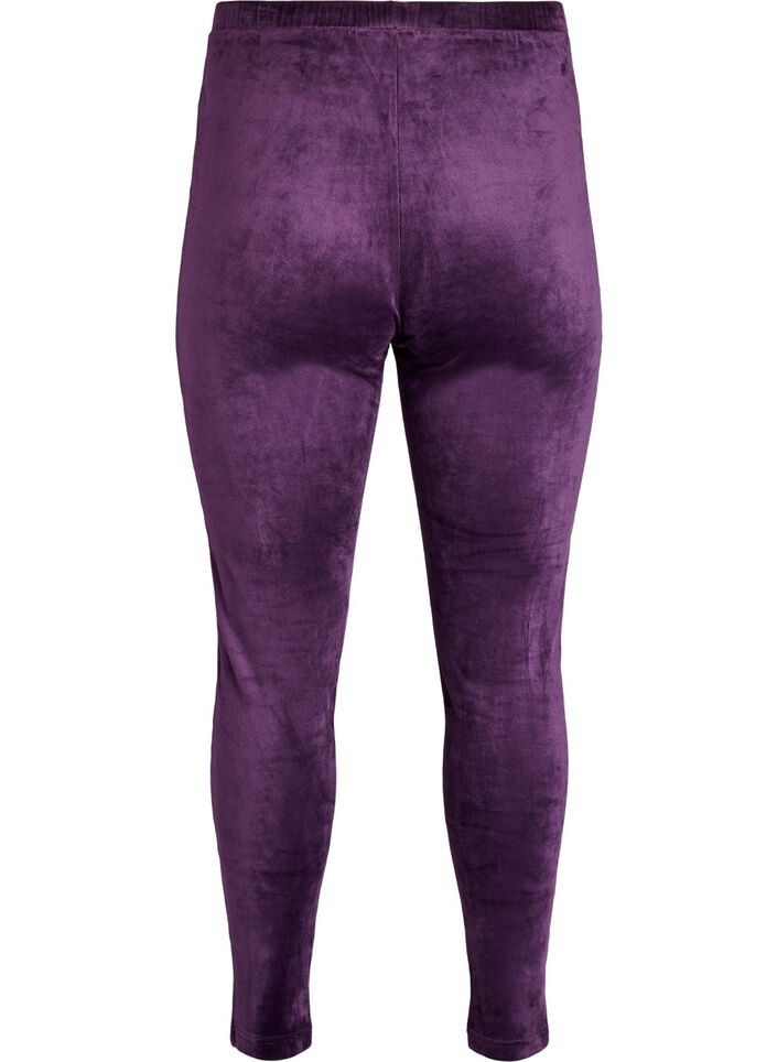 Tætsiddende leggings i velour, Lilla, Packshot image number 1