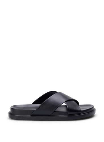 Wide fit sandal med krydsede remme, Black, Packshot image number 0
