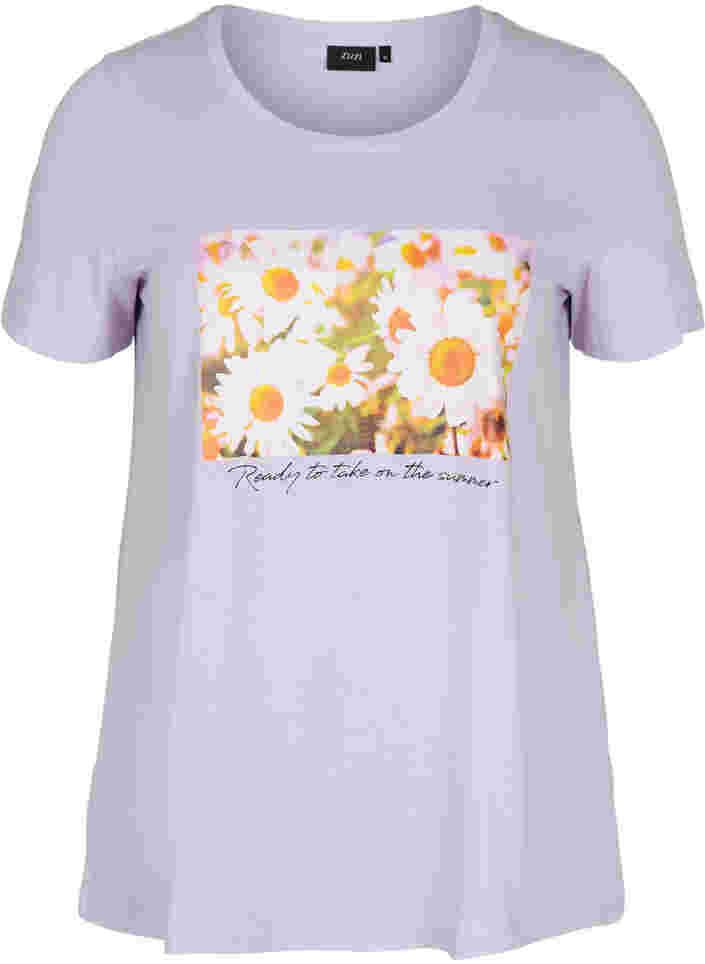 Bomulds t-shirt med a-form og tryk , Thistle Fl. Picture, Packshot image number 0