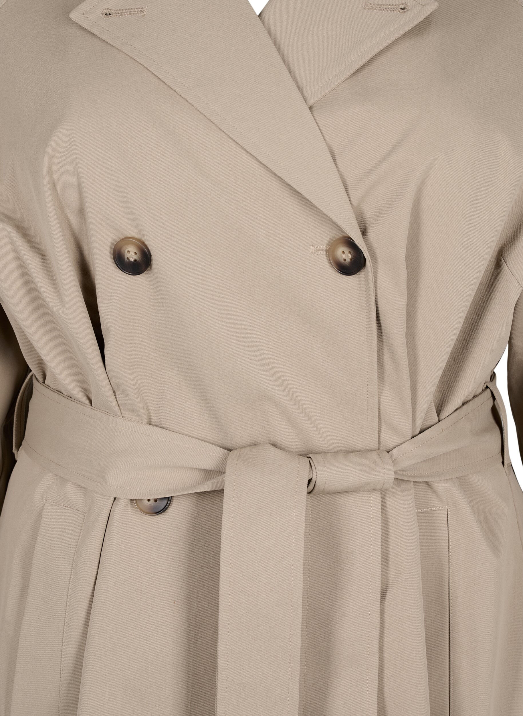 Zizzi Klassisk lang trenchcoat med b&aelig;lte, Chinchilla, Packshot image number 2