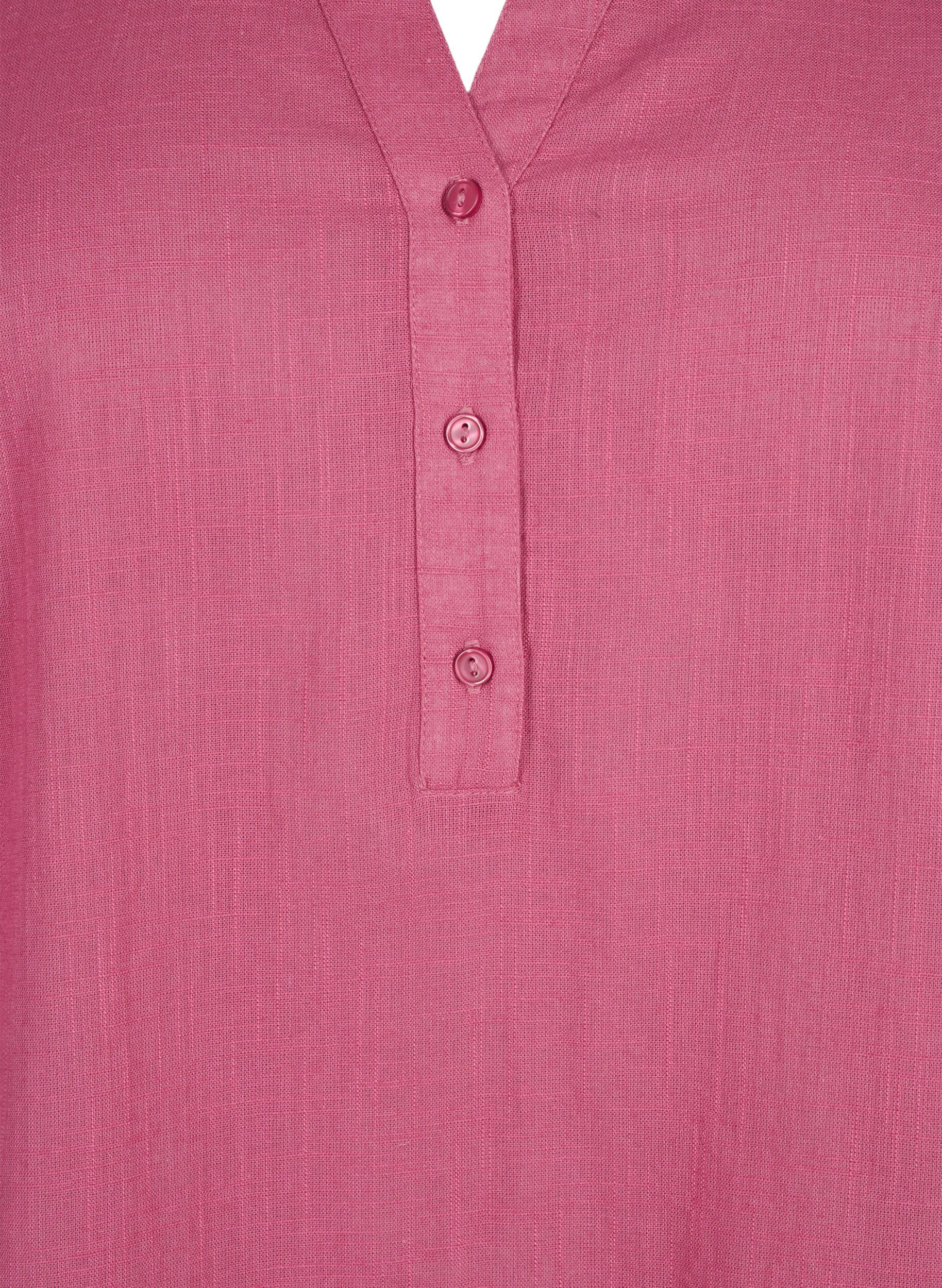 Zizzi Skjortebluse i bomuld med v-udsk&aelig;ring, Malaga, Packshot image number 2