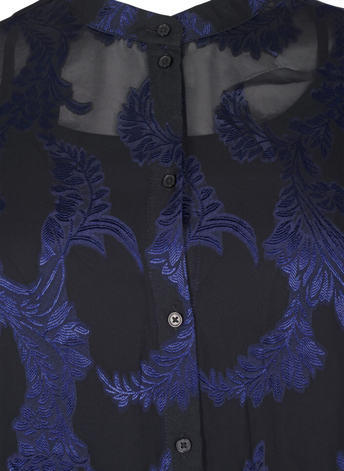 Chiffon tunika med jacquard mønster, Evening Blue, Packshot image number 2
