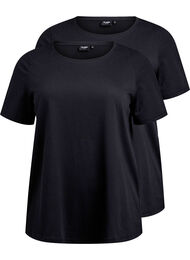 FLASH - 2-pak t-shirts med rund hals, Black/Black