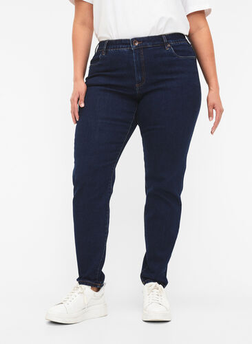 Slim fit Emily jeans med regulær talje, Dark blue, Model image number 2
