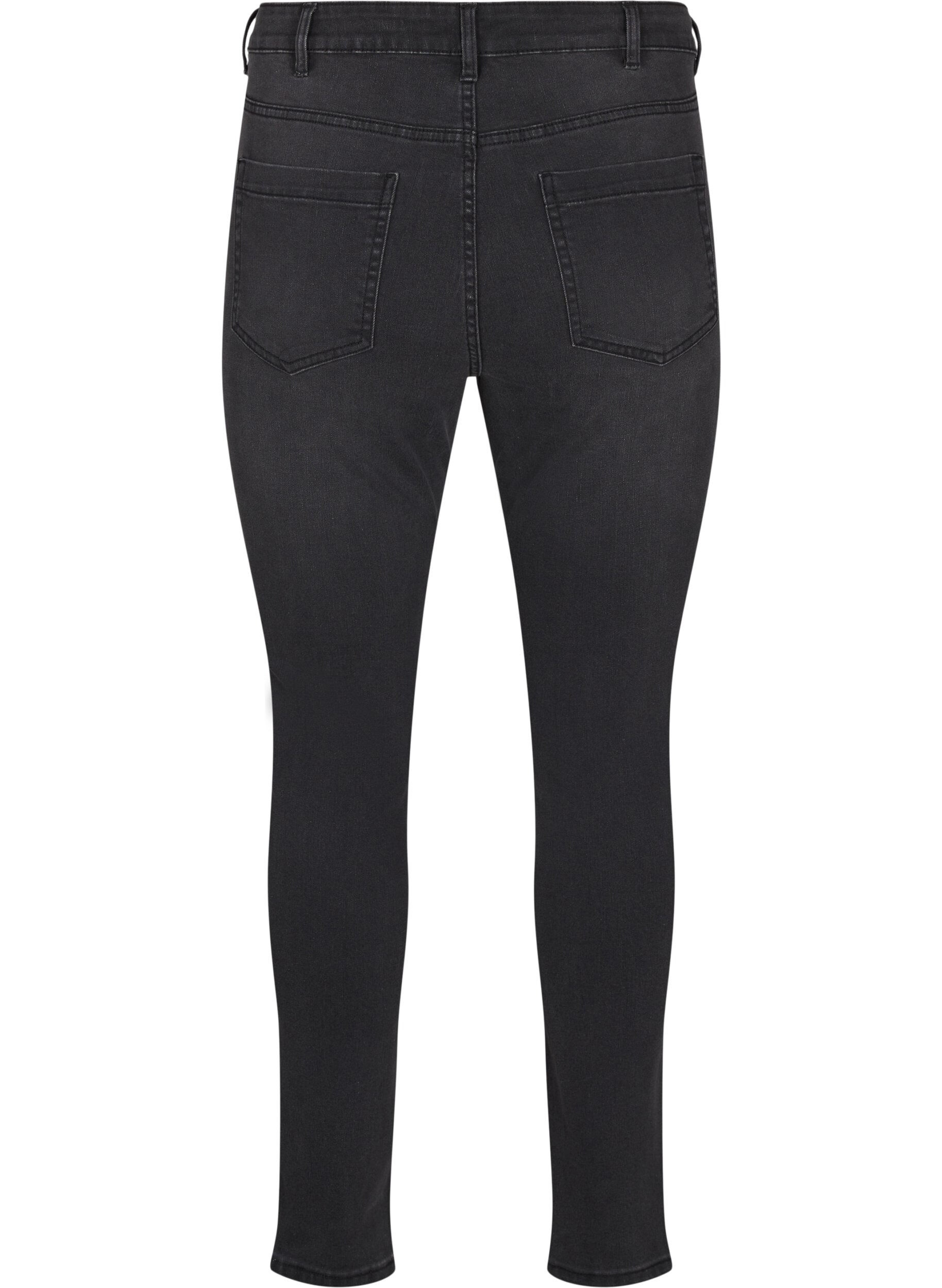 Zizzi Amy jeans med h&oslash;j talje og super slim fit, Gr&aring;, Packshot image number 1
