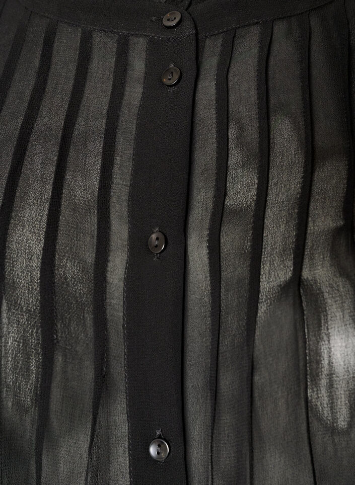 Skjortebluse i viskose med fl&aelig;sekrave, Sort, Packshot image number 2