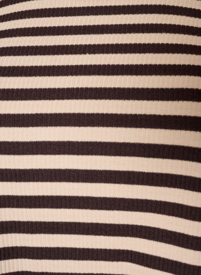 Stribet bluse med lange &aelig;rmer, Brun, Packshot image number 2