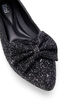Wide fit - Glitter ballerina med sløjfe, Black, Packshot image number 3