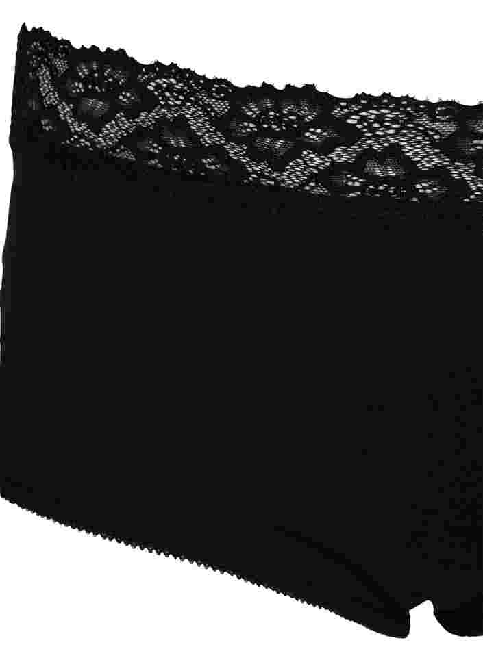 2-pak bomulds trusse med blonder, Black, Packshot image number 2