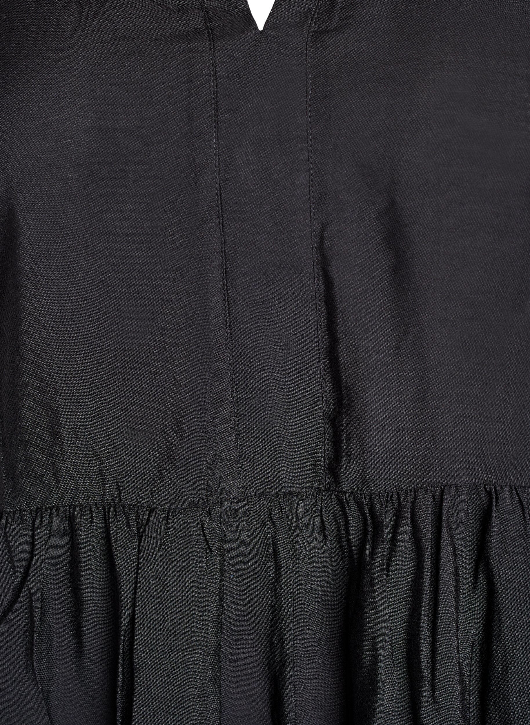 Zizzi A-formet kjole med fl&aelig;sekrave, Sort, Packshot image number 2