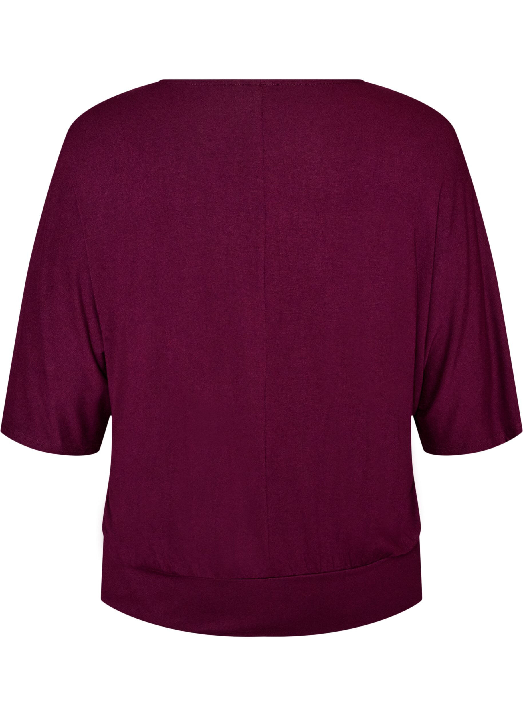 ZizziJerseybluse med albuelange &aelig;rmer og balloneffekt, Lilla, Packshot image number 1