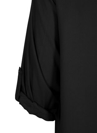 Skjortekjole i viskose med hætte og 3/4 ærmer, Black, Packshot image number 3