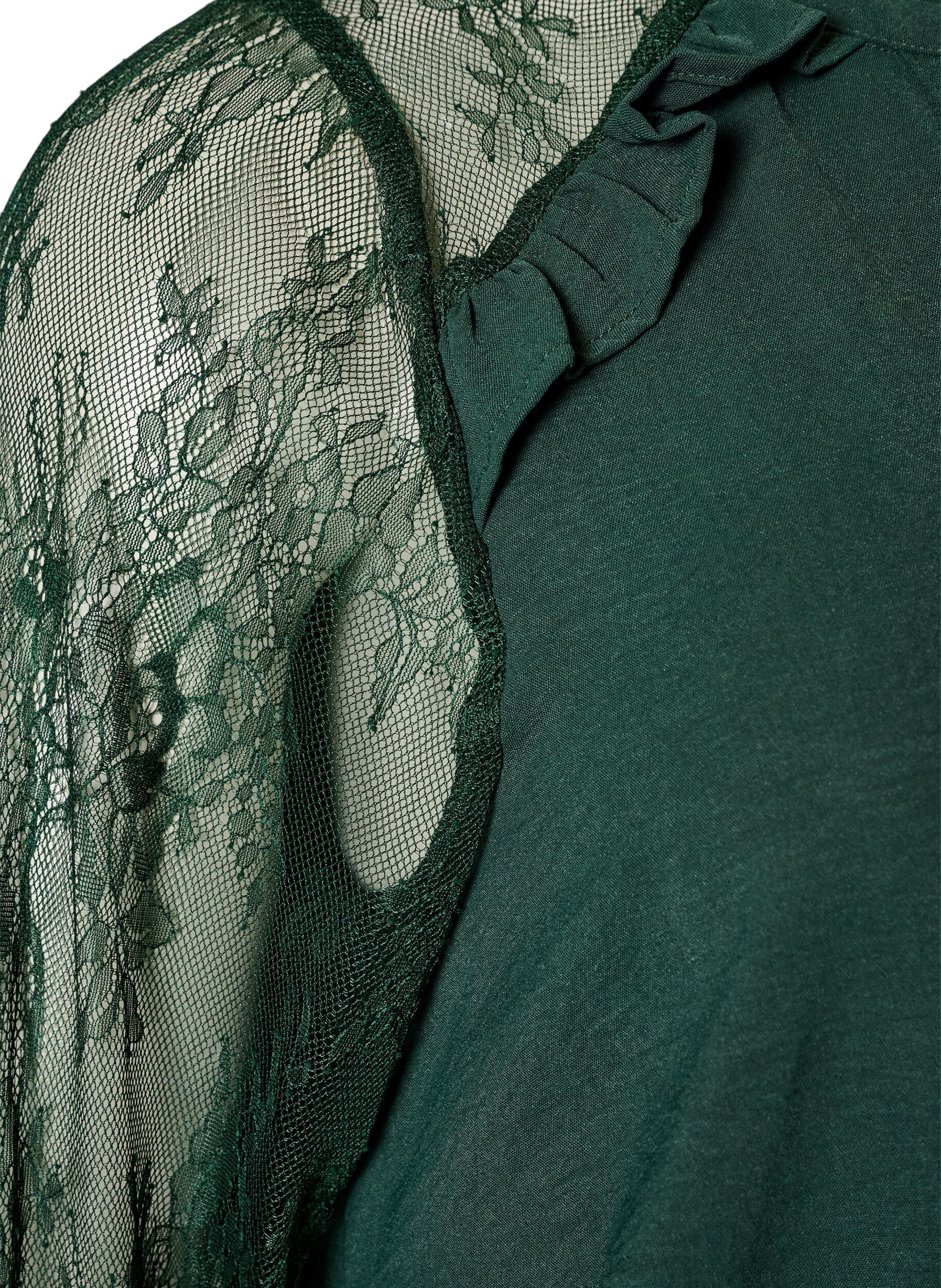 ZizziTunika med transparente blonde&aelig;rmer, Gr&oslash;n, Packshot image number 3