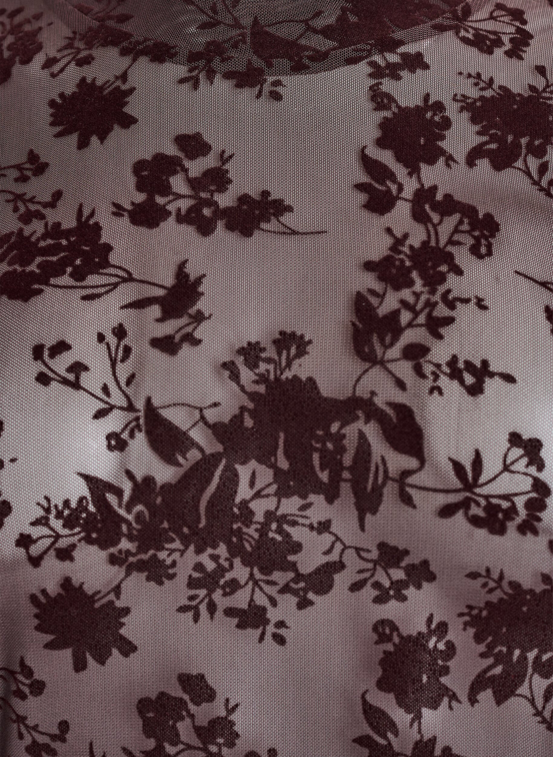 Zizzi Meshbluse med blomsterm&oslash;nster, Brun, Packshot image number 2