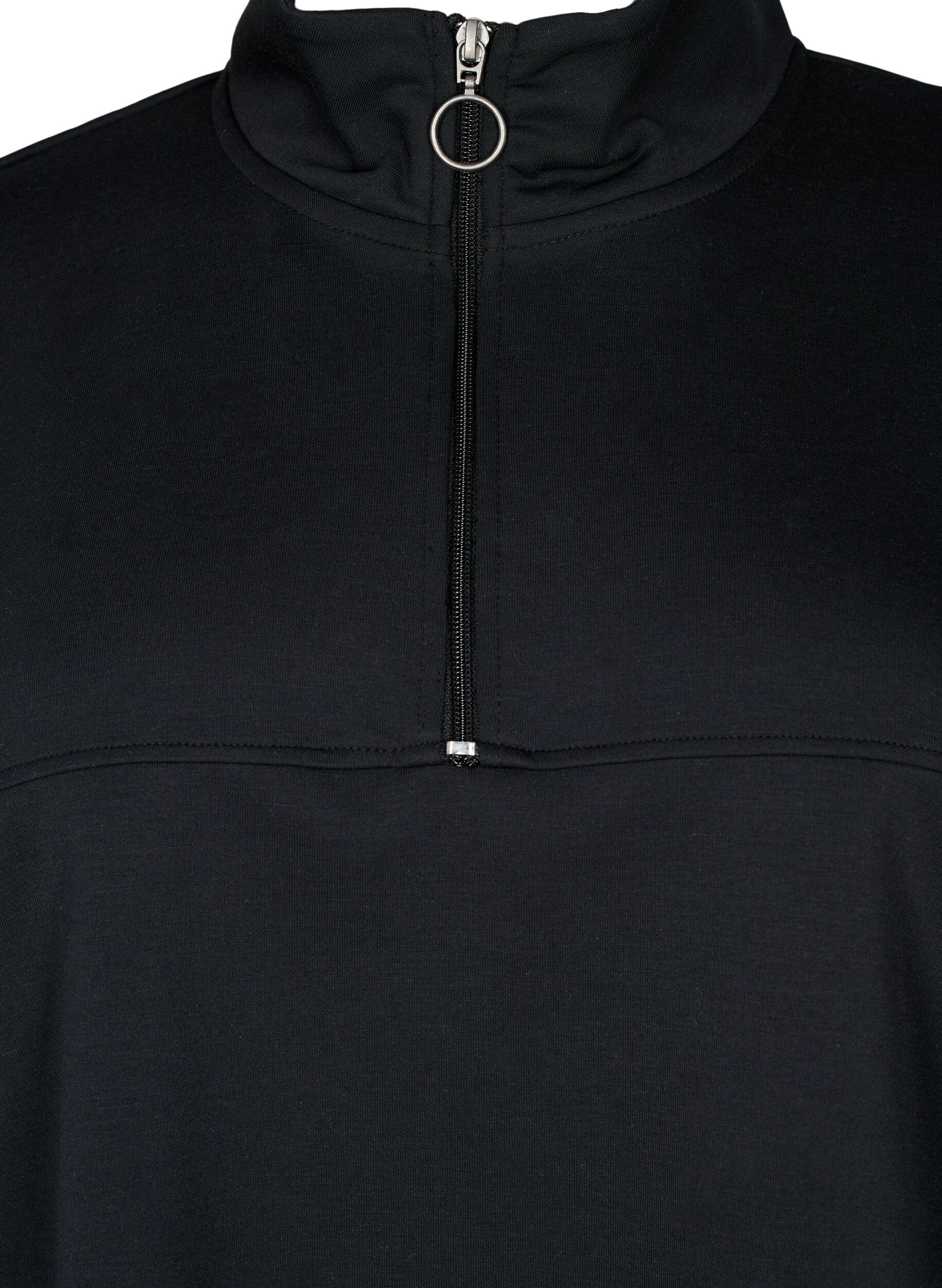 Zizzi Sweatshirt i modalmix med h&oslash;j hals, Black, Packshot image number 2