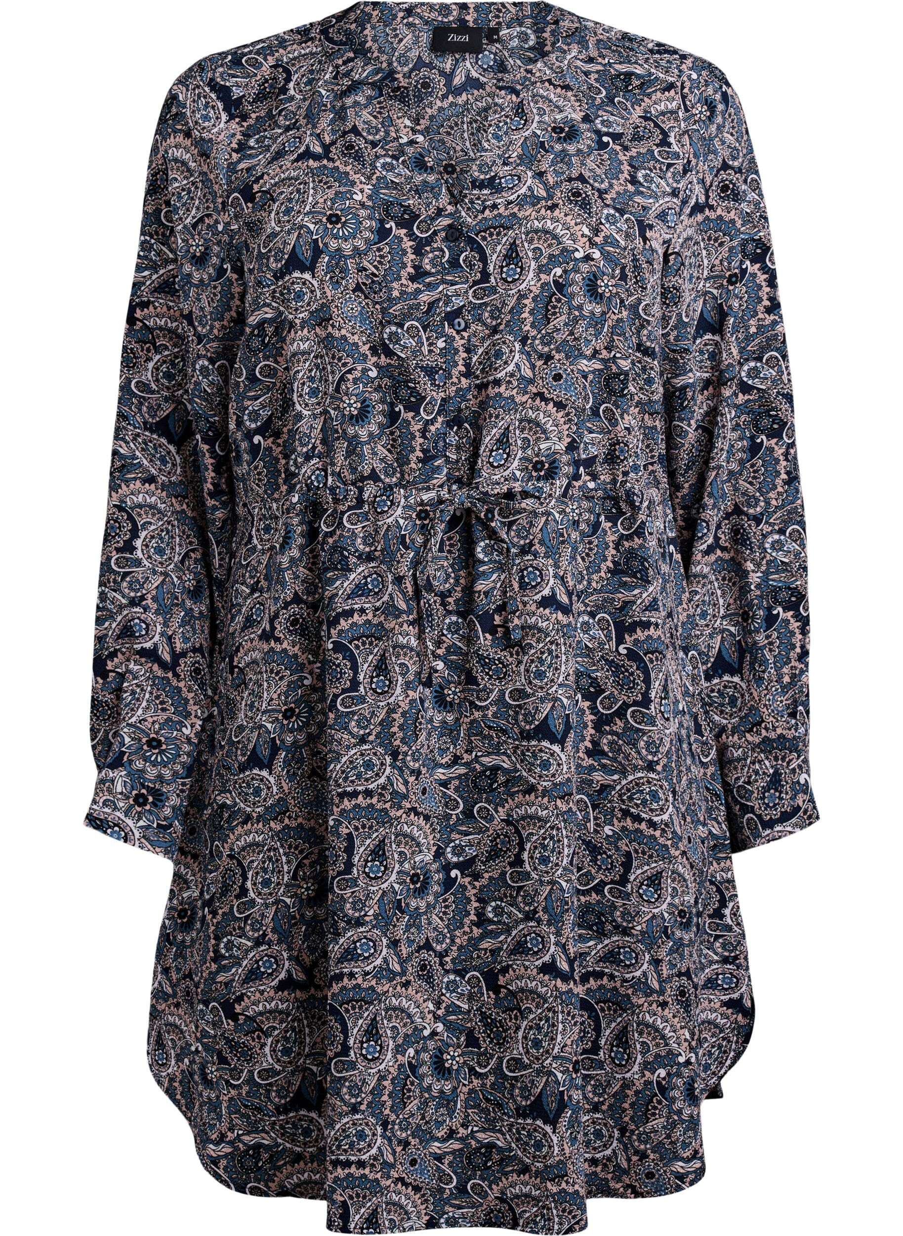 Zizzi Kn&aelig;lang kjole med bindeb&aring;nd, Beige, Packshot image number 0