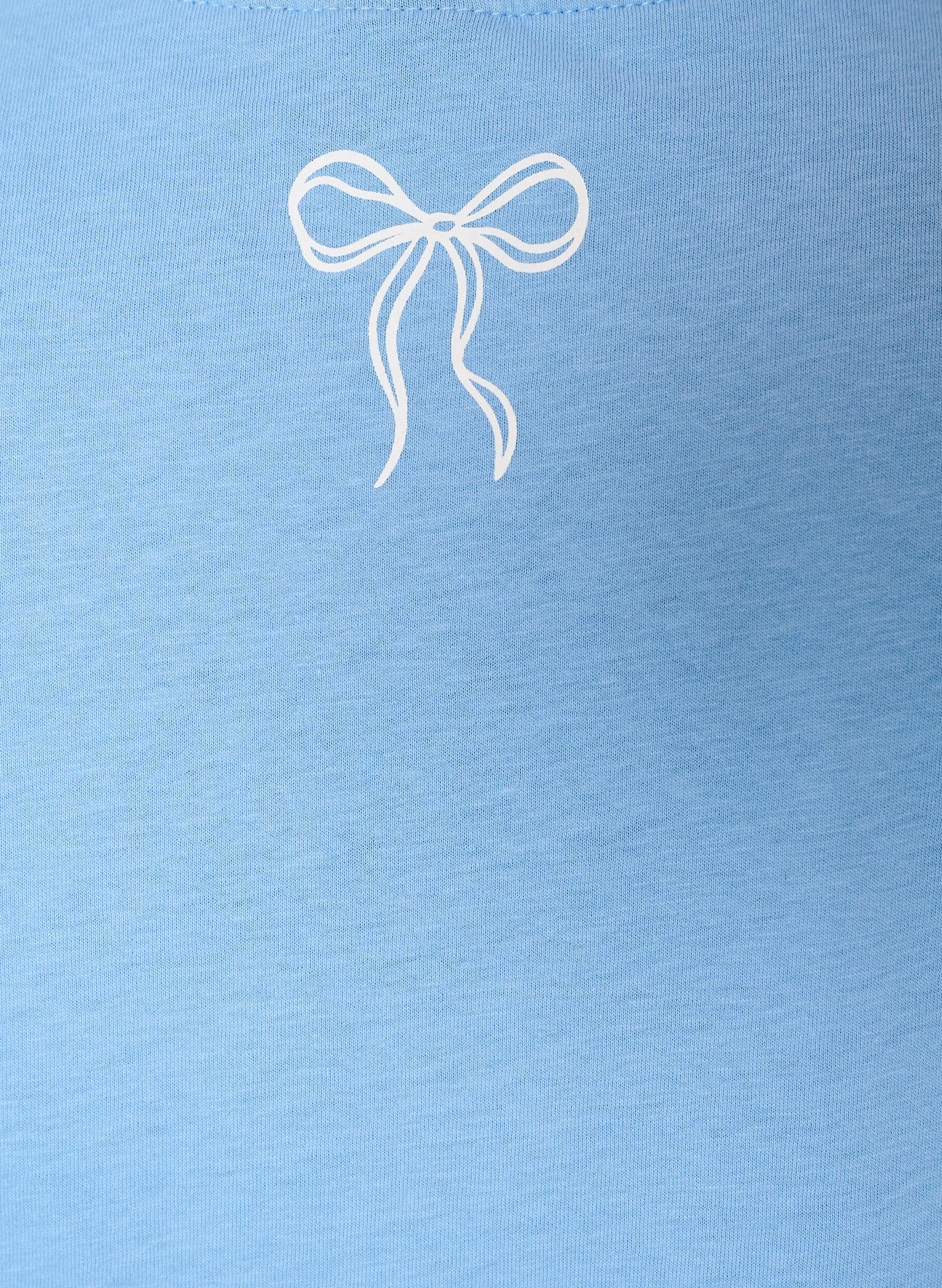 ZizziT-shirt i bomuld med V-udsk&aelig;ring og frontprint, Bl&aring;, Packshot image number 3
