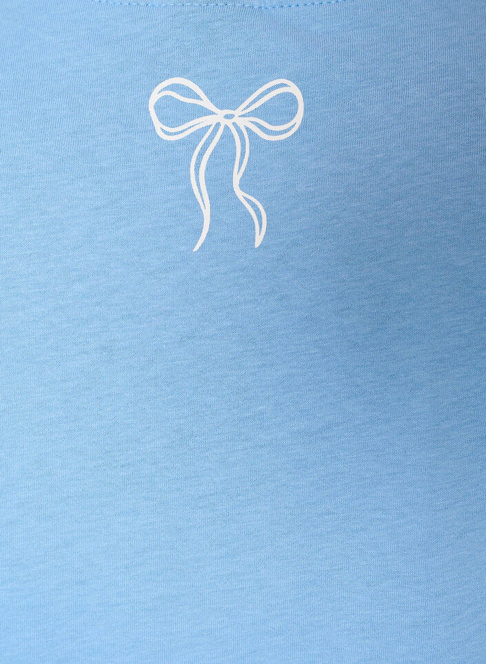 T-shirt i bomuld med V-udsk&aelig;ring og frontprint, Bl&aring;, Packshot image number 3