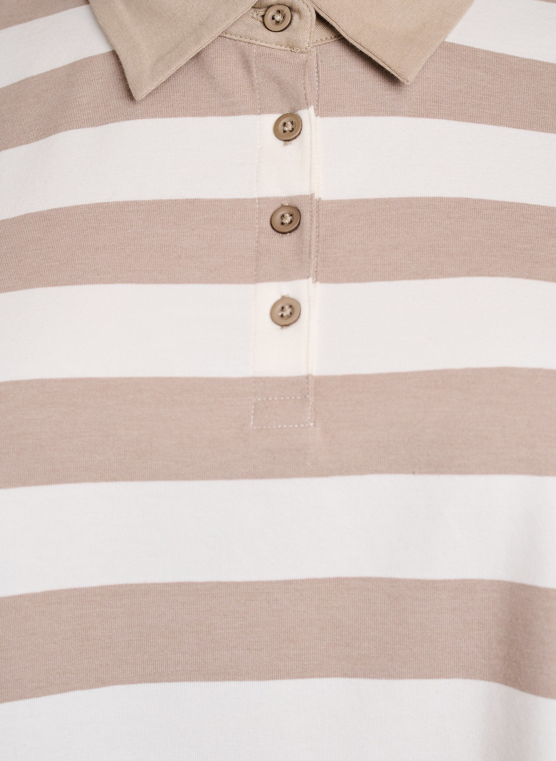 Zizzi Lang&aelig;rmet poloshirt med striber, Beige, Packshot image number 2