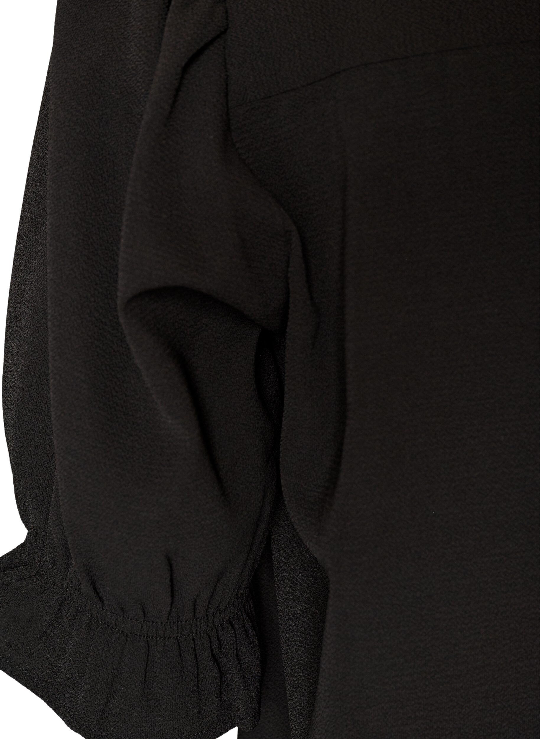 ZizziSkjortebluse med 1/2 &aelig;rmer, Sort, Packshot image number 3