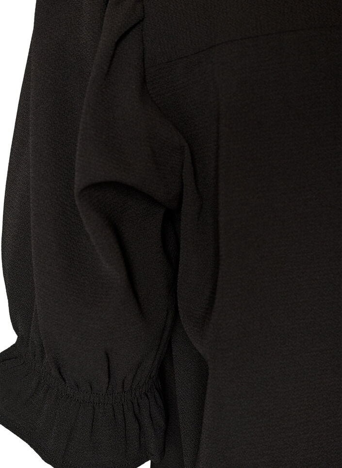 Skjortebluse med 1/2 &aelig;rmer, Sort, Packshot image number 3