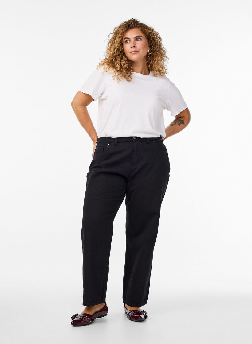 L&oslash;s jeans med h&oslash;j talje, Sort, Model image number 0