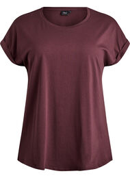 Kort&aelig;rmet t-shirt i bomuldsblanding, M&oslash;rk Bordeaux