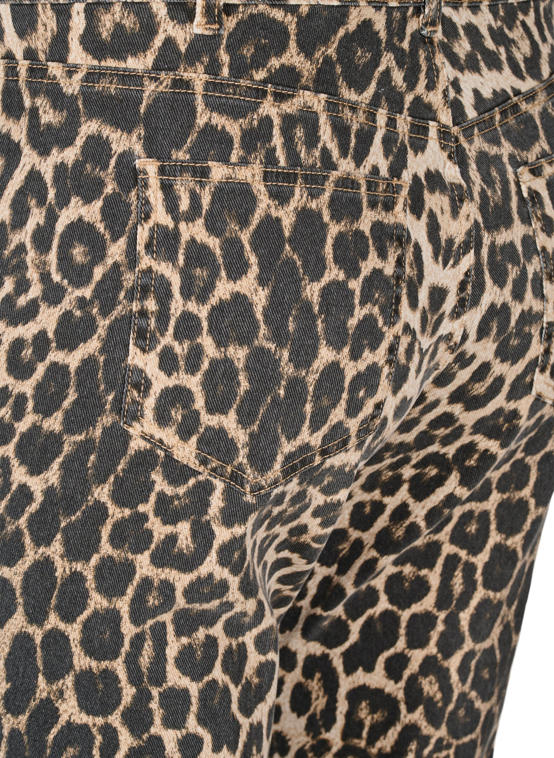 Zizzi Emily jeans med leopardprint, Brun, Packshot image number 3