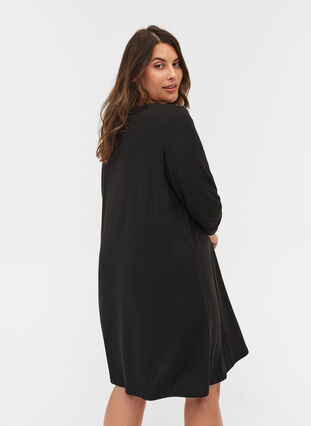 Kjole med lange ærmer og blonder, Black , Model image number 1
