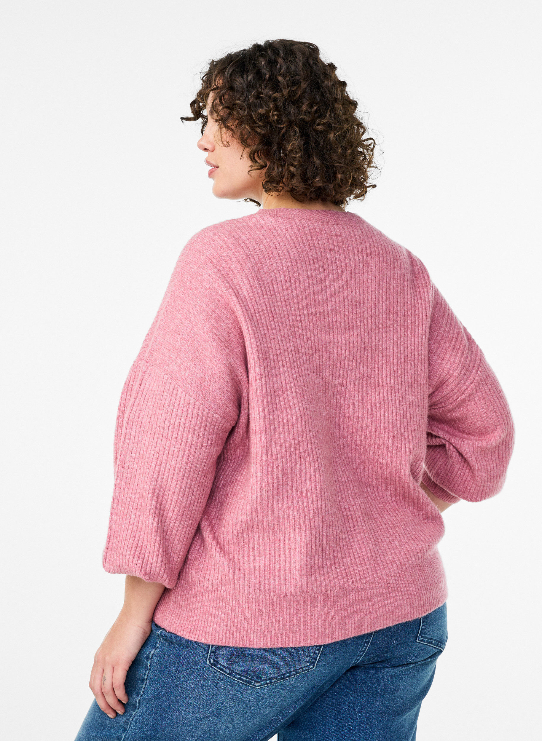 ZizziRibstrikket cardigan med knapper, Lyser&oslash;d, Model image number 2