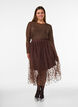 Midinederdel i tyl med hjerter, Brun, Model image number 1