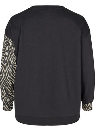 Sweatshirt med printdetaljer, Black Grey Zebra, Packshot image number 1
