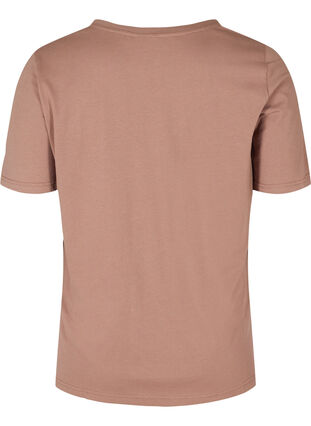 T-shirt i økologisk bomuld med v-udskæring, Deep Taupe, Packshot image number 1