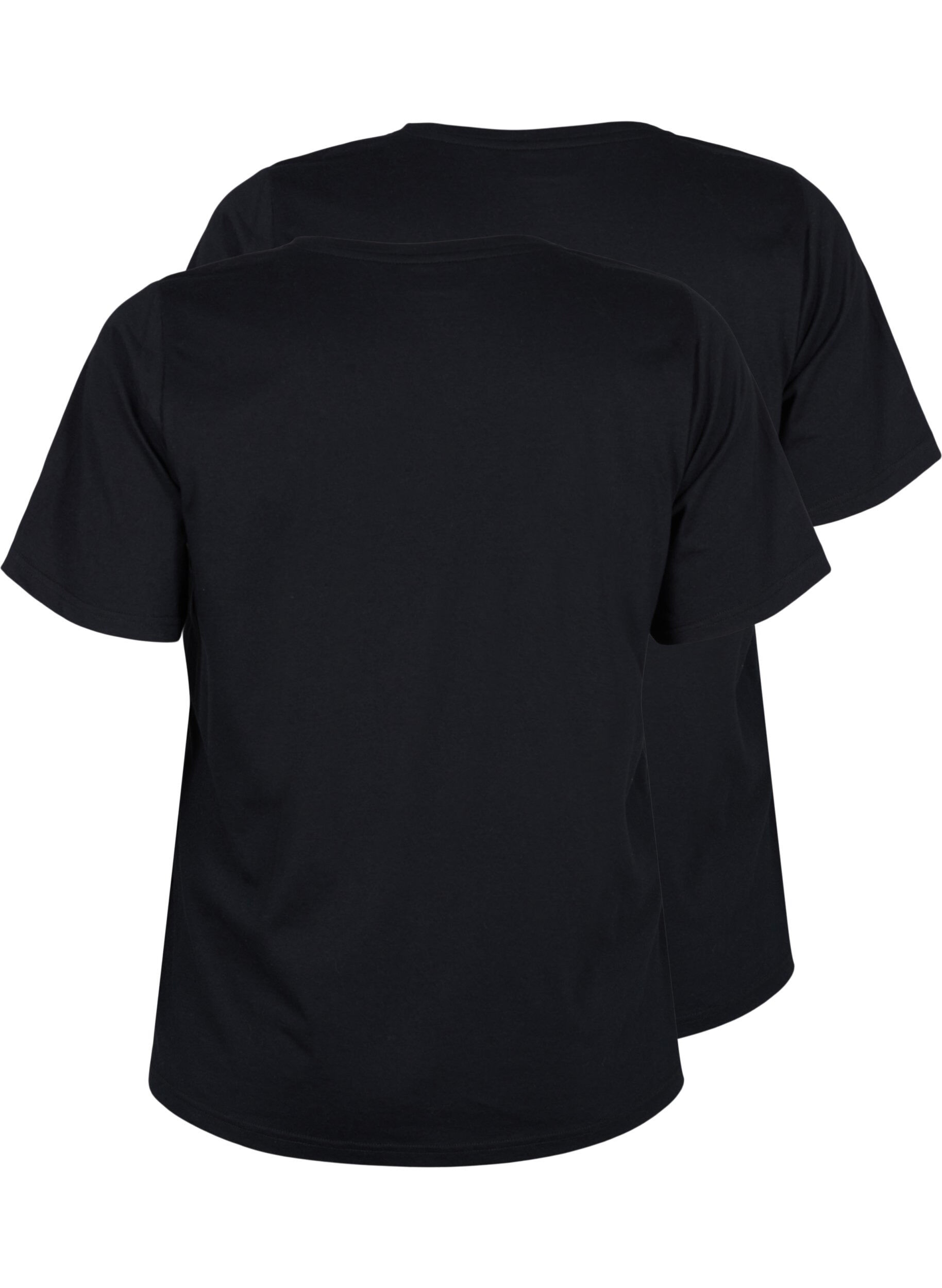 Zizzi FLASH - 2-pak t-shirts med v-hals, Black/Black, Packshot image number 1