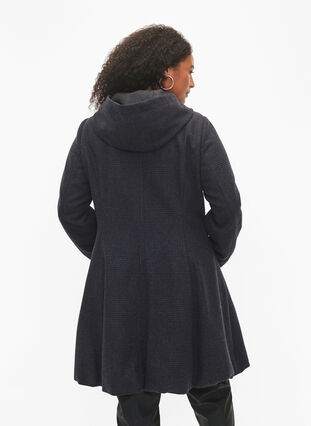 Ternet frakke med uld, Dark Grey Melange, Model image number 1