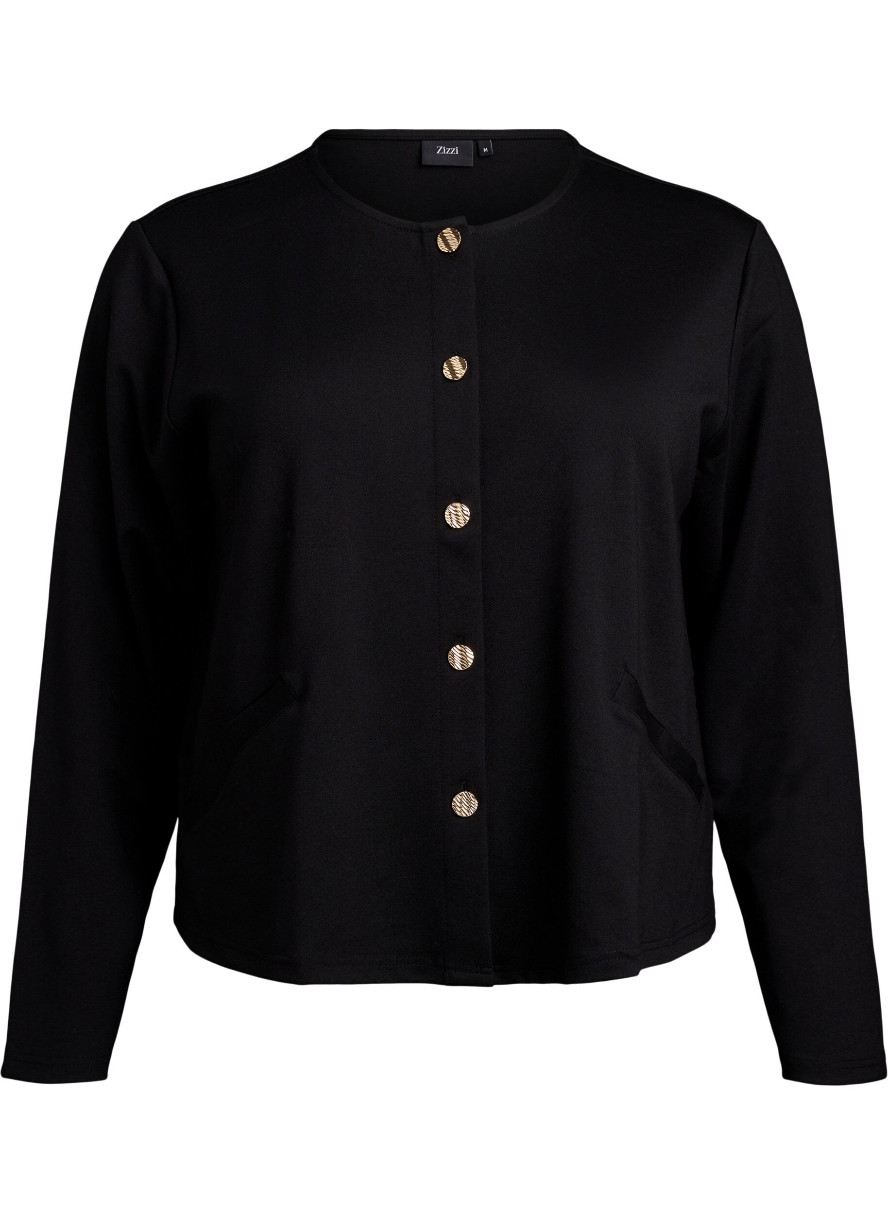 Zizzi Cardigan med dekorative knapper og lange &aelig;rmer, Black, Packshot image number 0
