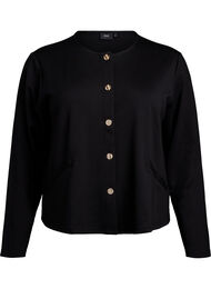 Cardigan med dekorative knapper og lange ærmer, Black