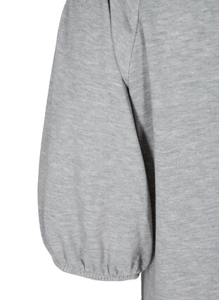 Sweat bluse med pufærmer, Light Grey Melange, Packshot image number 3