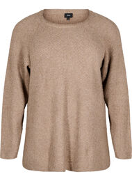 Strikbluse med rund hals, Fossil Mel.