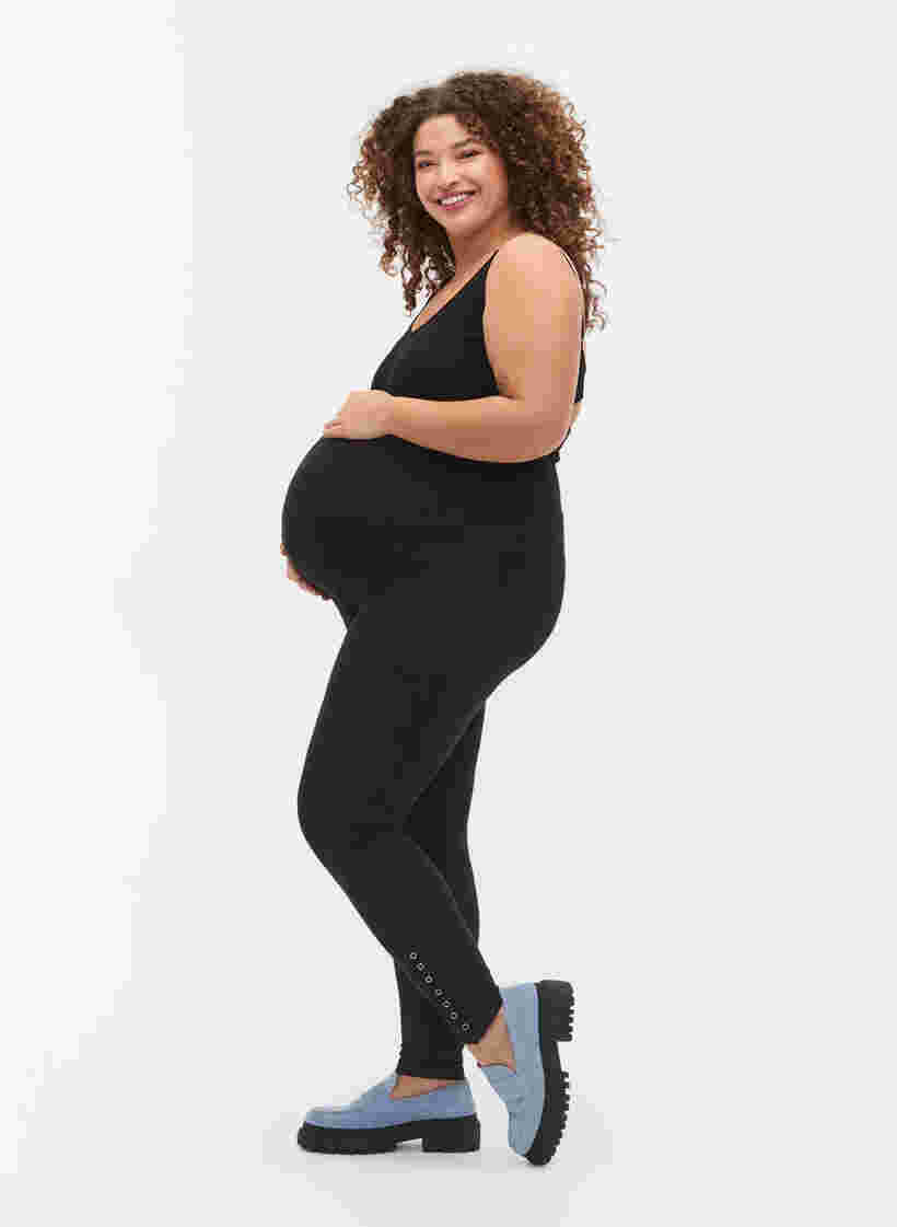 Graviditets leggings i viskose med knapper, Black, Model