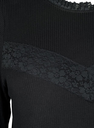 Graviditets bluse med blonder og lange ærmer, Black, Packshot image number 2