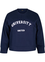 Sweatshirt med motiv og lange ærmer, Blå