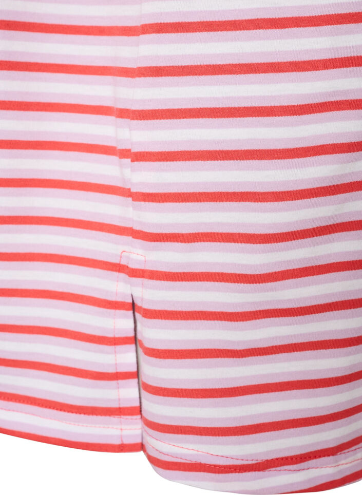 Lang oversize T-shirt i &oslash;kologisk bomuld med striber, Lilla, Packshot image number 3